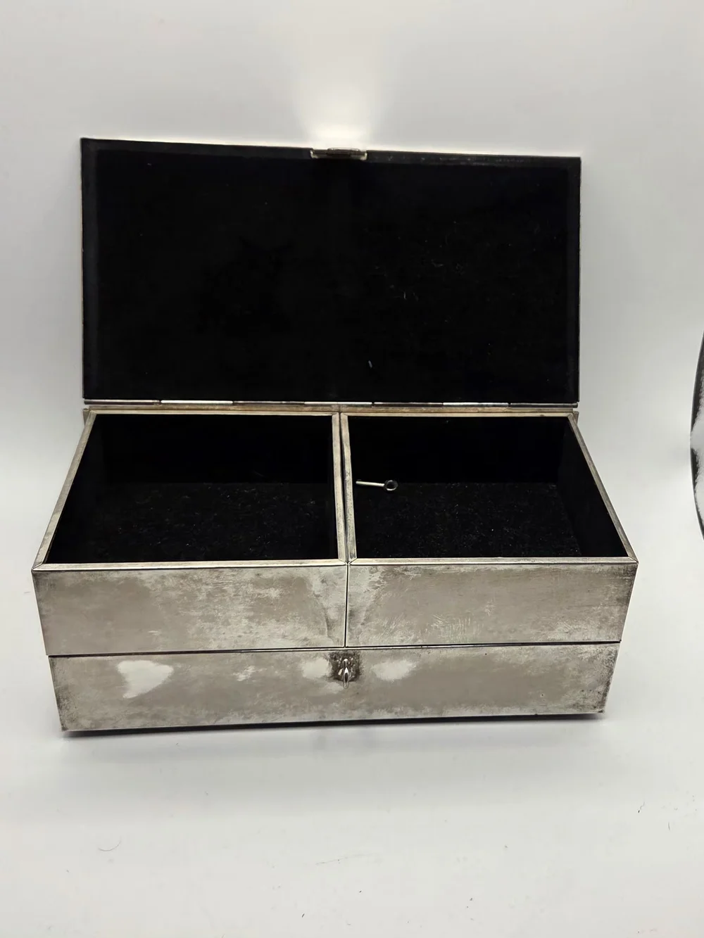 Vintage Godinger Silver Plated Jewelry Box, Ornate Baroque Trinket Casket, Black